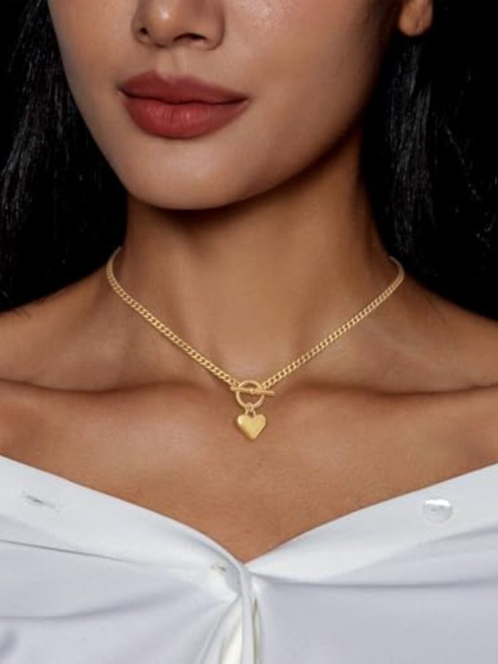 New - Heart Necklace for Women Gold/Silver Plated Trendy Heart Choker Lover